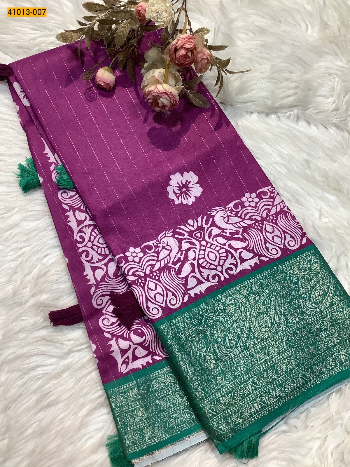 Violet Moss Crepe Silk Saree