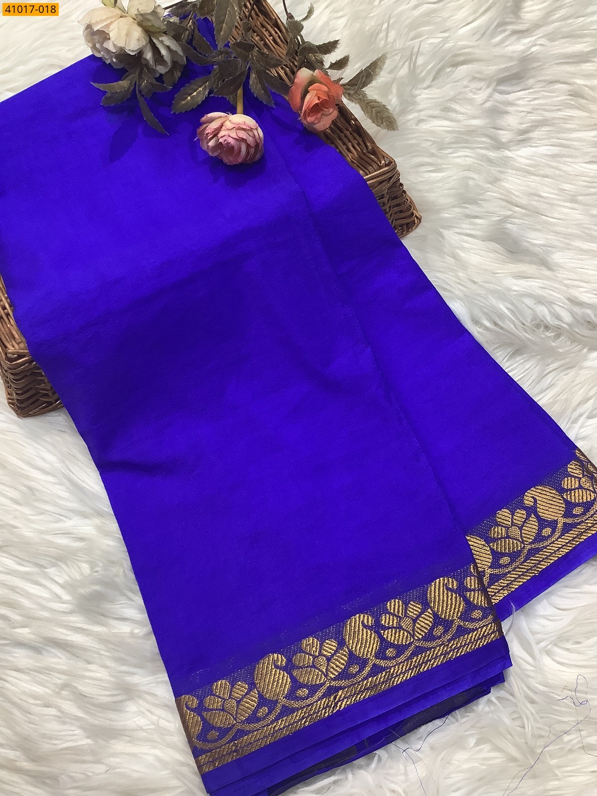 Royal Blue Viscose Warm Soft Crepe Silk Saree