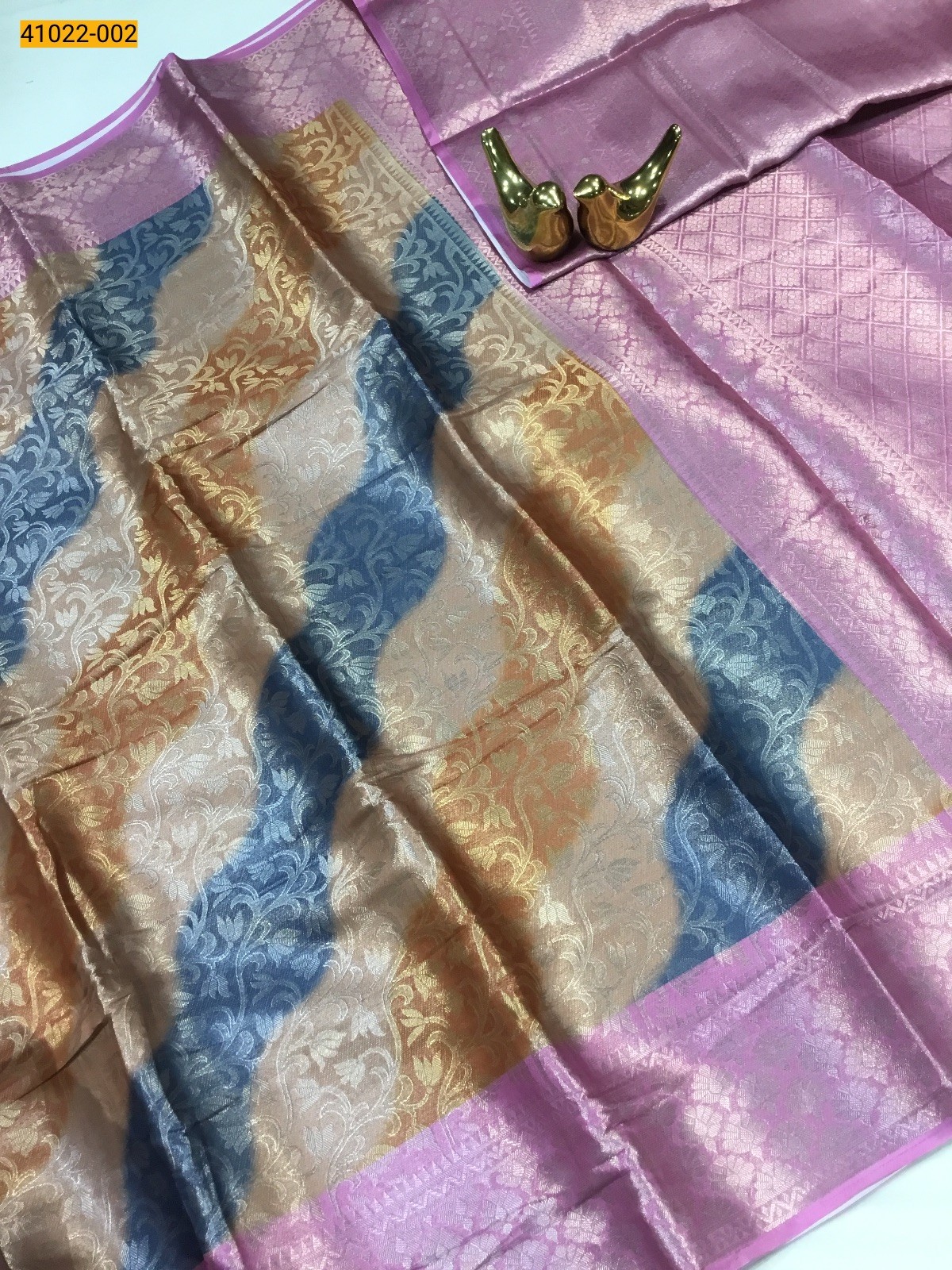 Multicolor Mushru Tissue Silk Saree