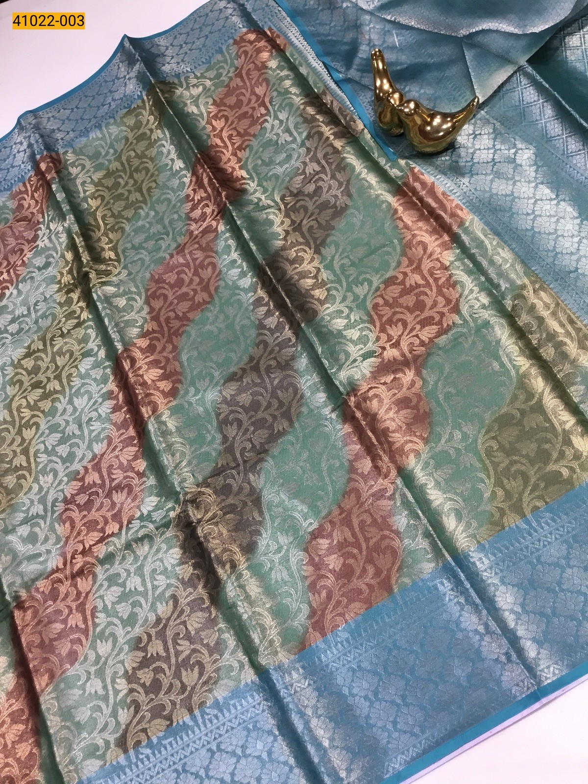 Multicolor Mushru Tissue Silk Saree