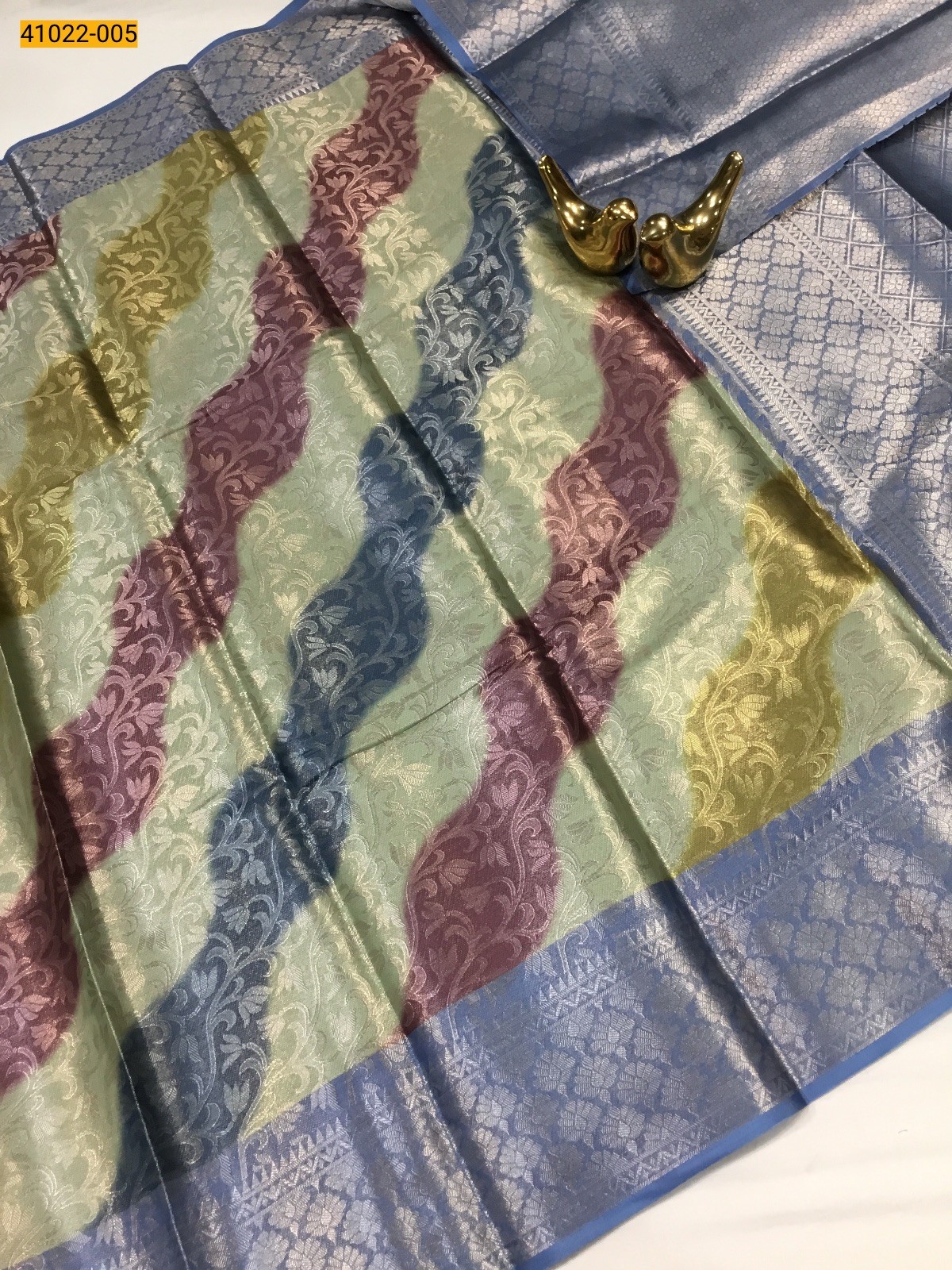 Multicolor Mushru Tissue Silk Saree
