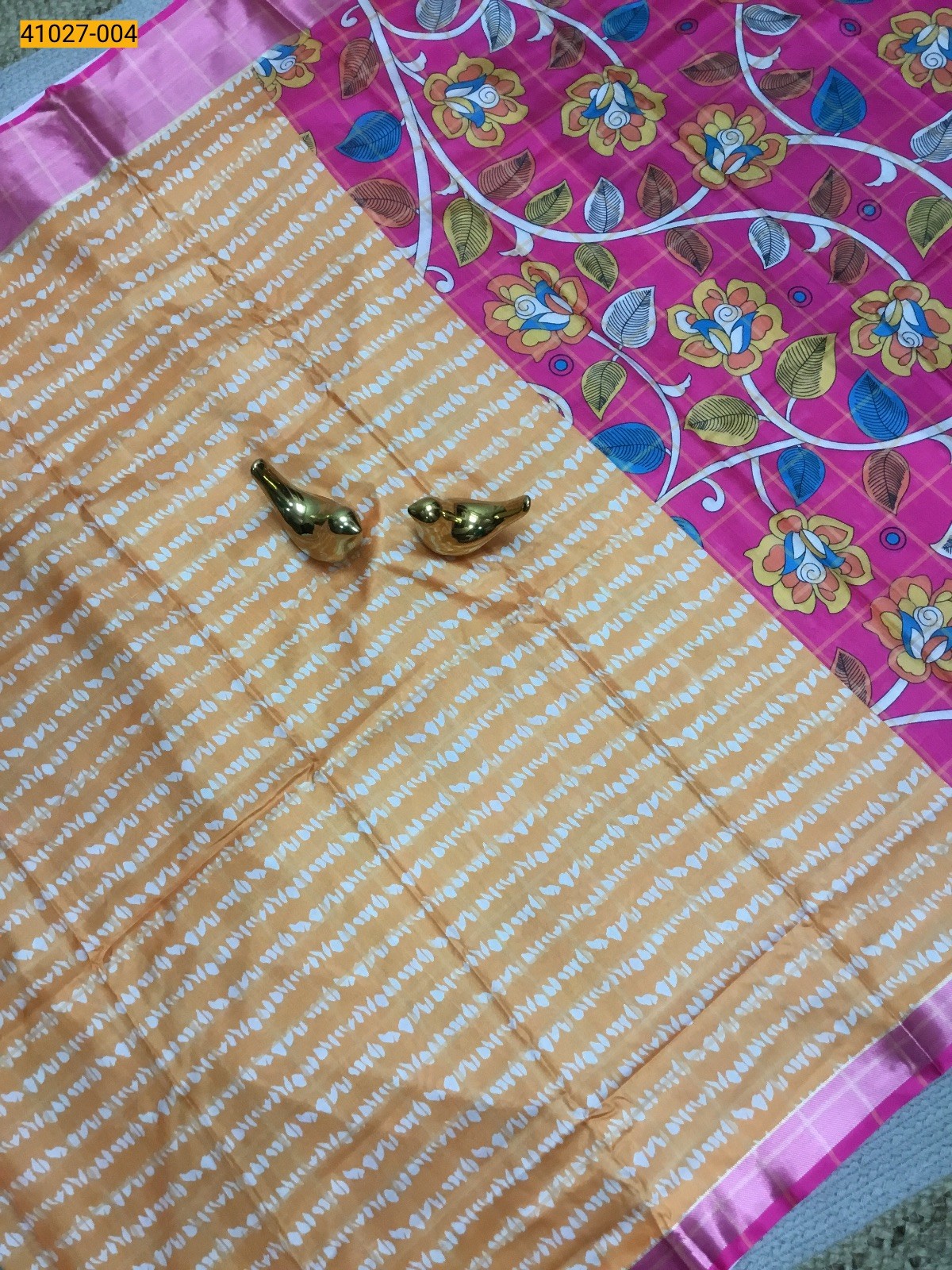 Light Orange Dola soft silk sarees