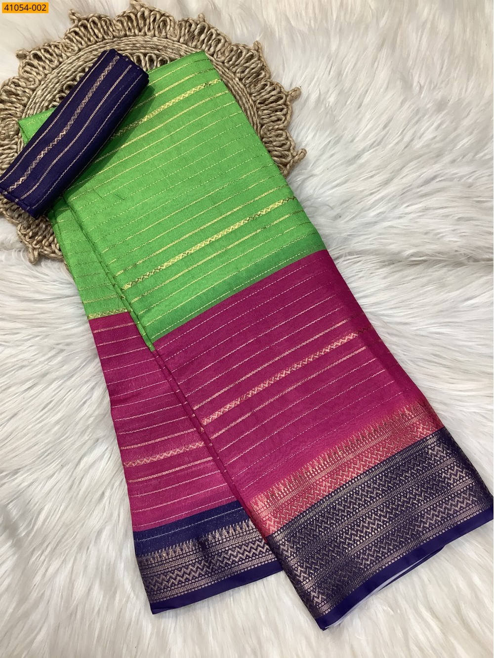 Green With Pink Fancy mysore warm silk saree Green With Pink Fancy mysore warm silk saree