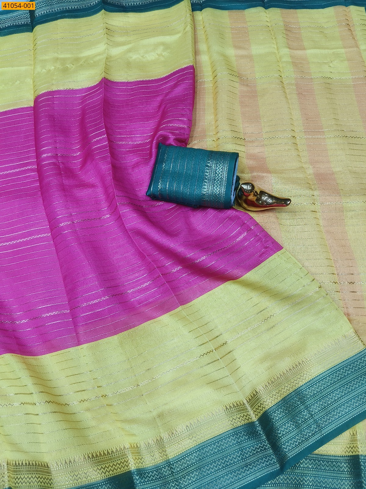 Pink With Green Fancy mysore warm silk saree