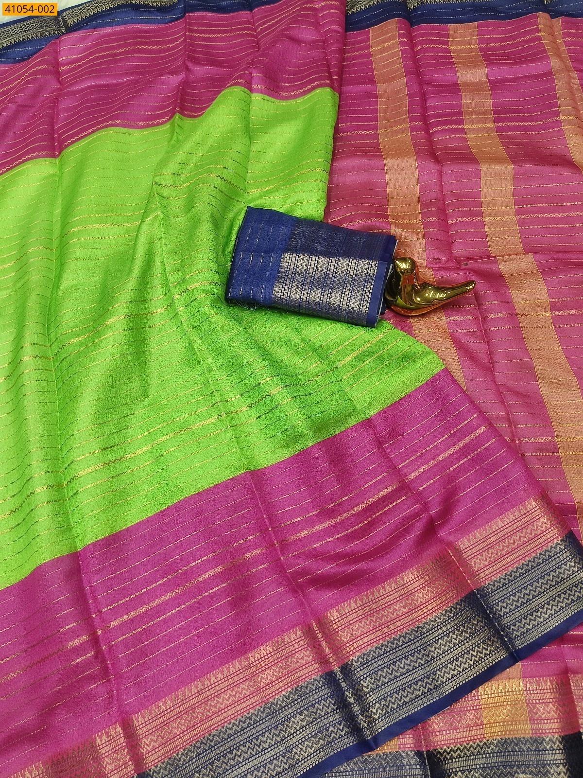 Green With Pink Fancy mysore warm silk saree