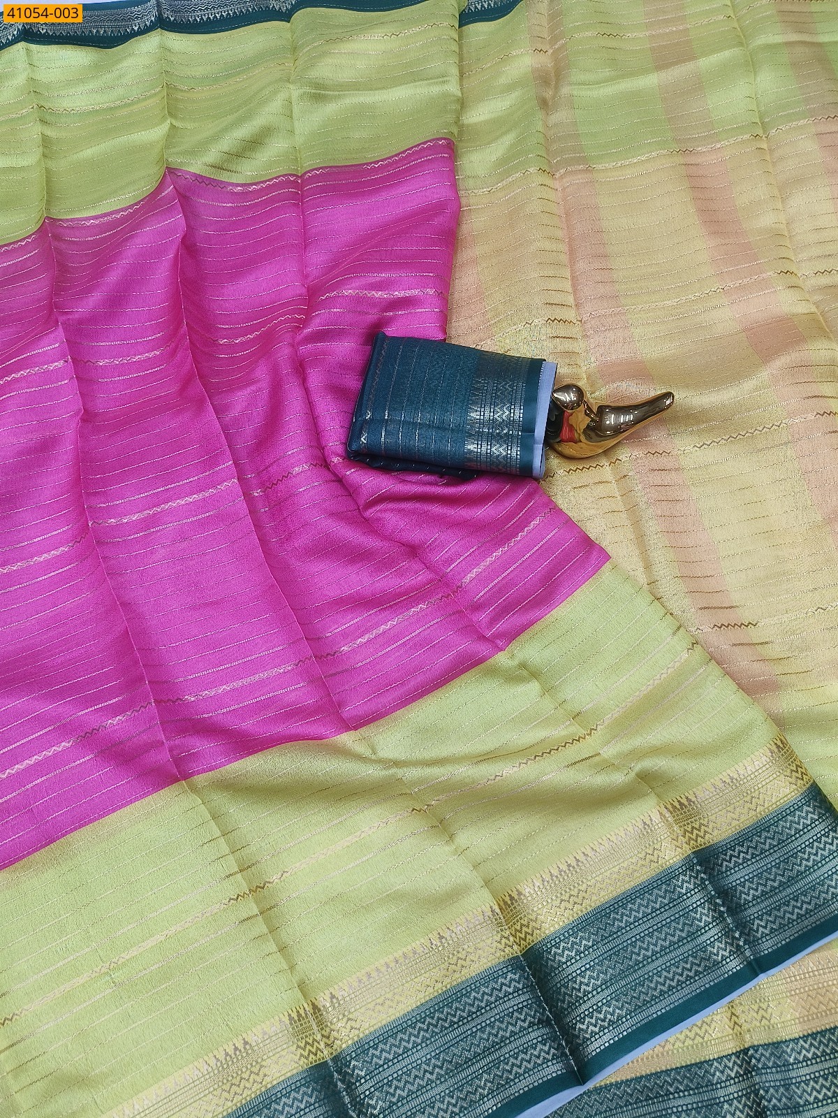 Pink With Green Fancy mysore warm silk saree