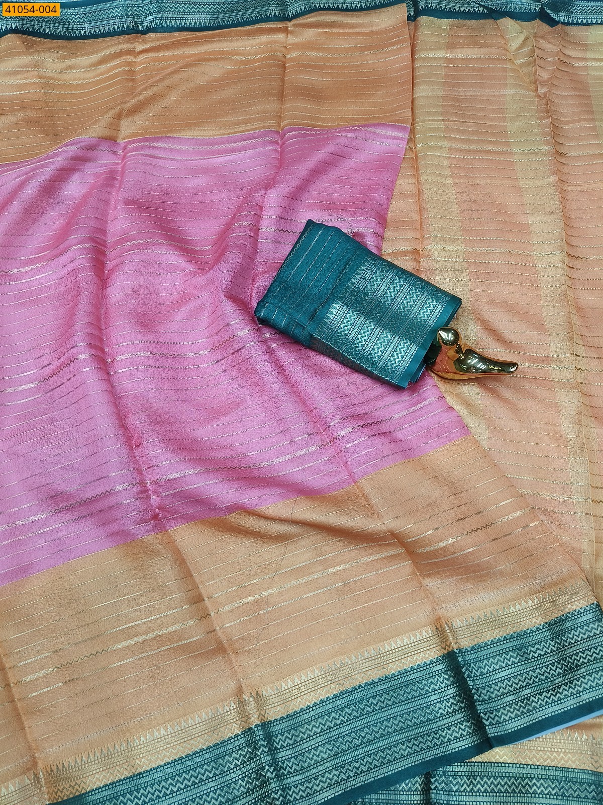 Pink With Orange Fancy mysore warm silk saree