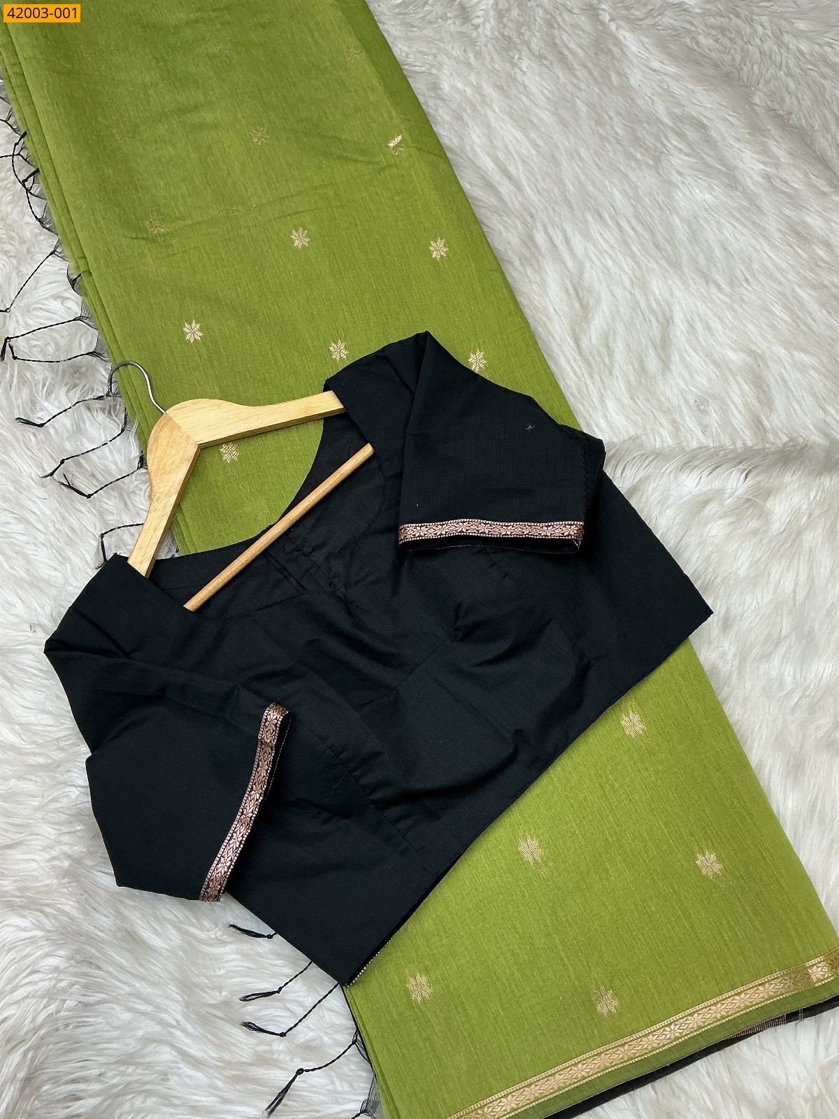 Green Maheswari Cotton Saree