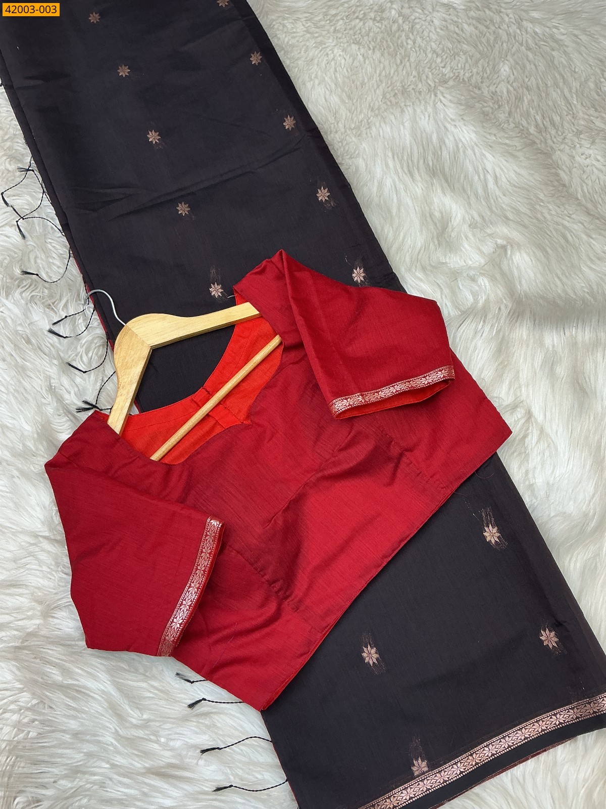 Black Maheswari Cotton Saree