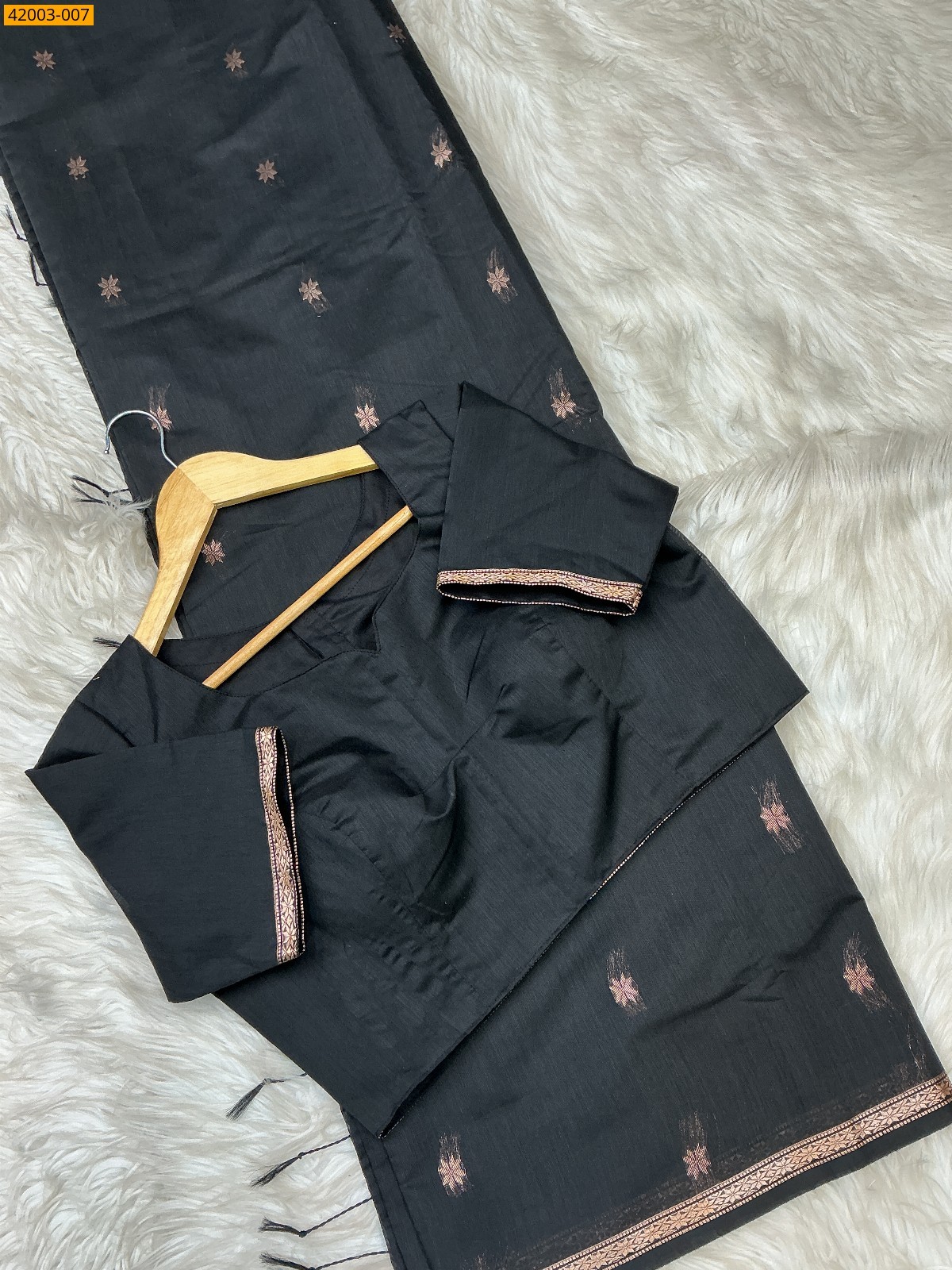 Black Maheswari Cotton Saree