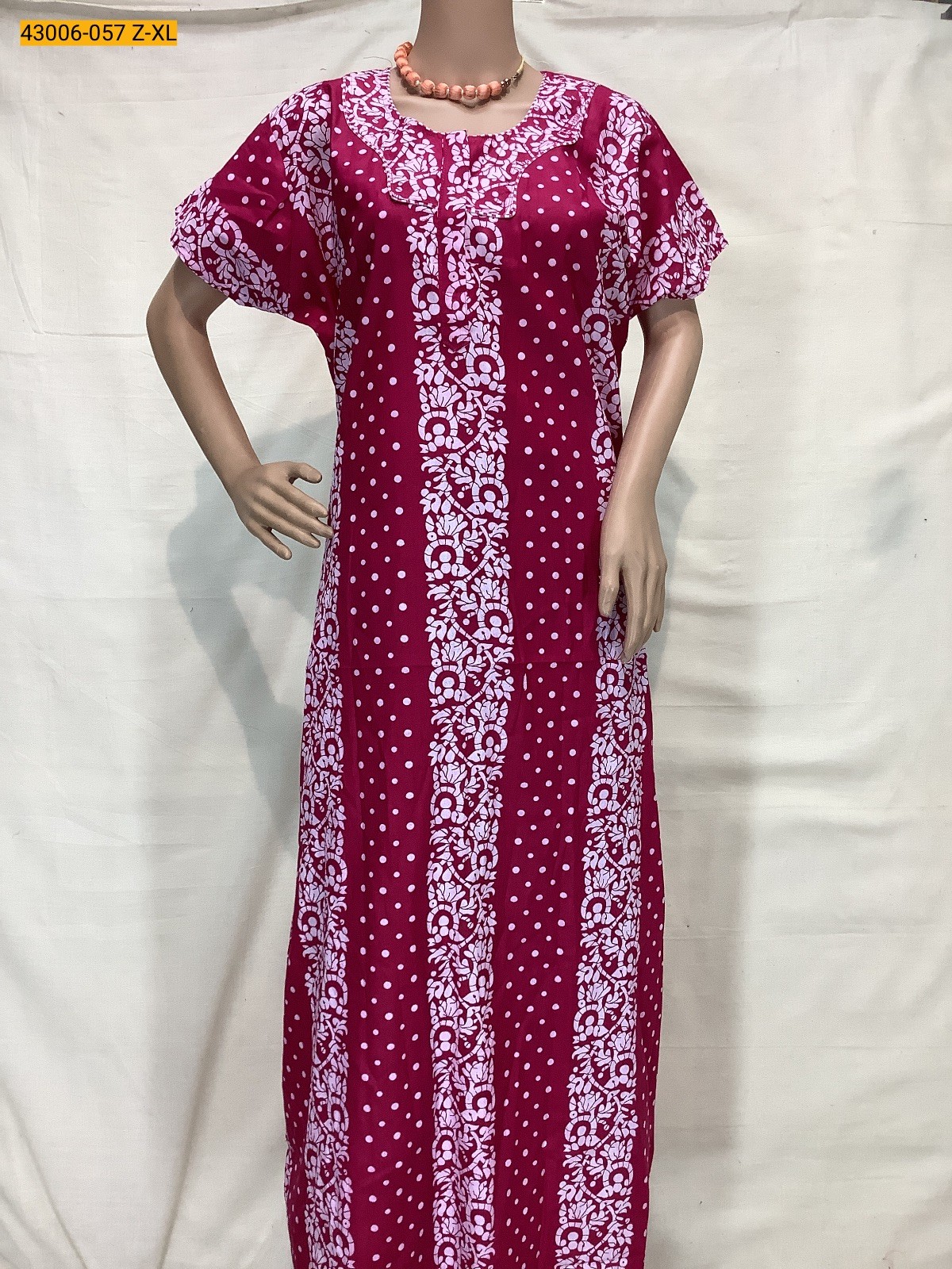 Pink Cotton Printed Galaxy Nighty-XL