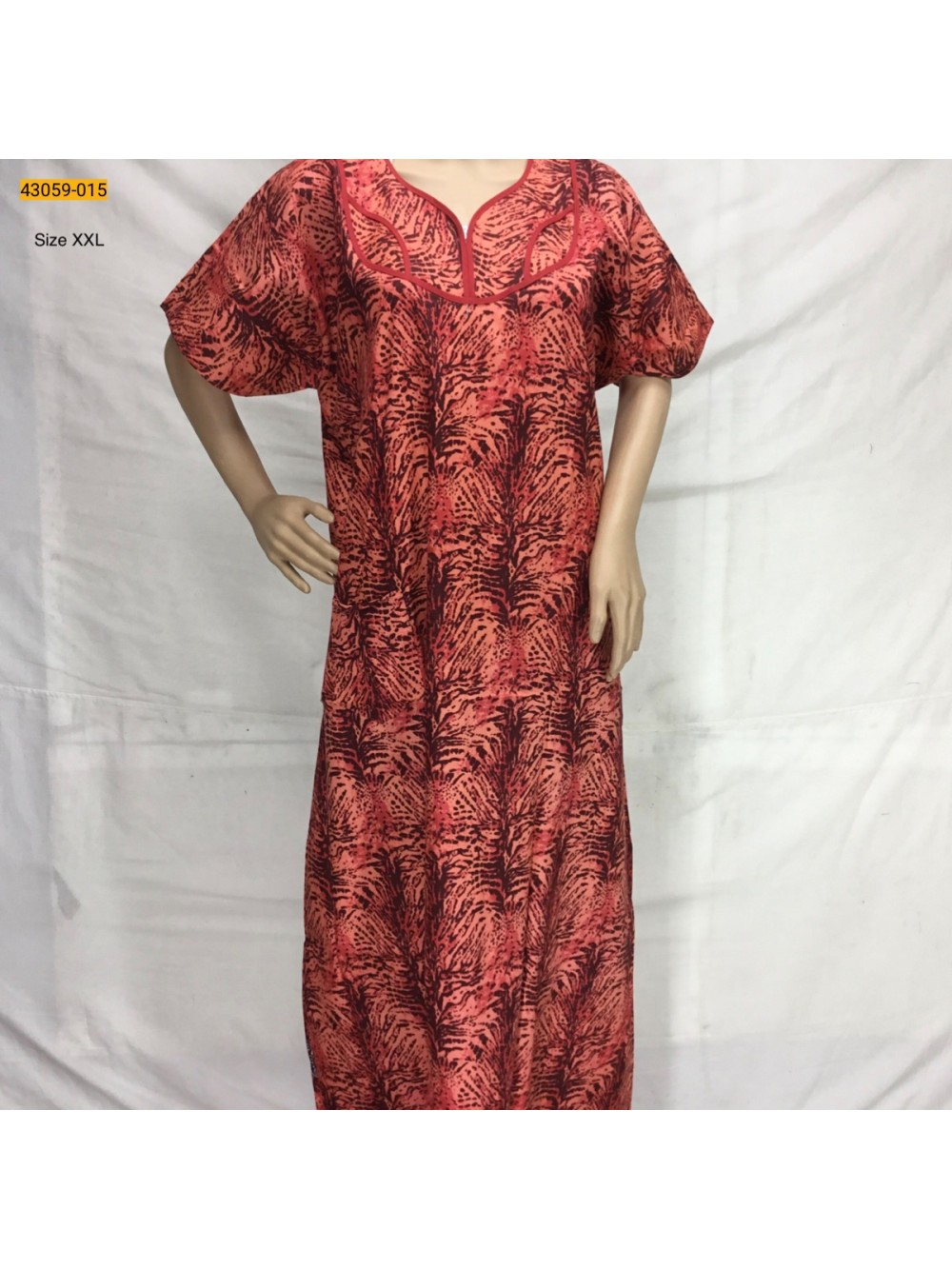 Orange Cotton Printed Nighty-XXL