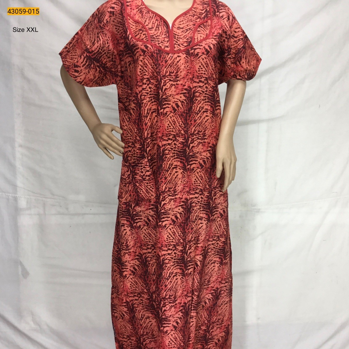 Orange Cotton Printed Nighty-XXL
