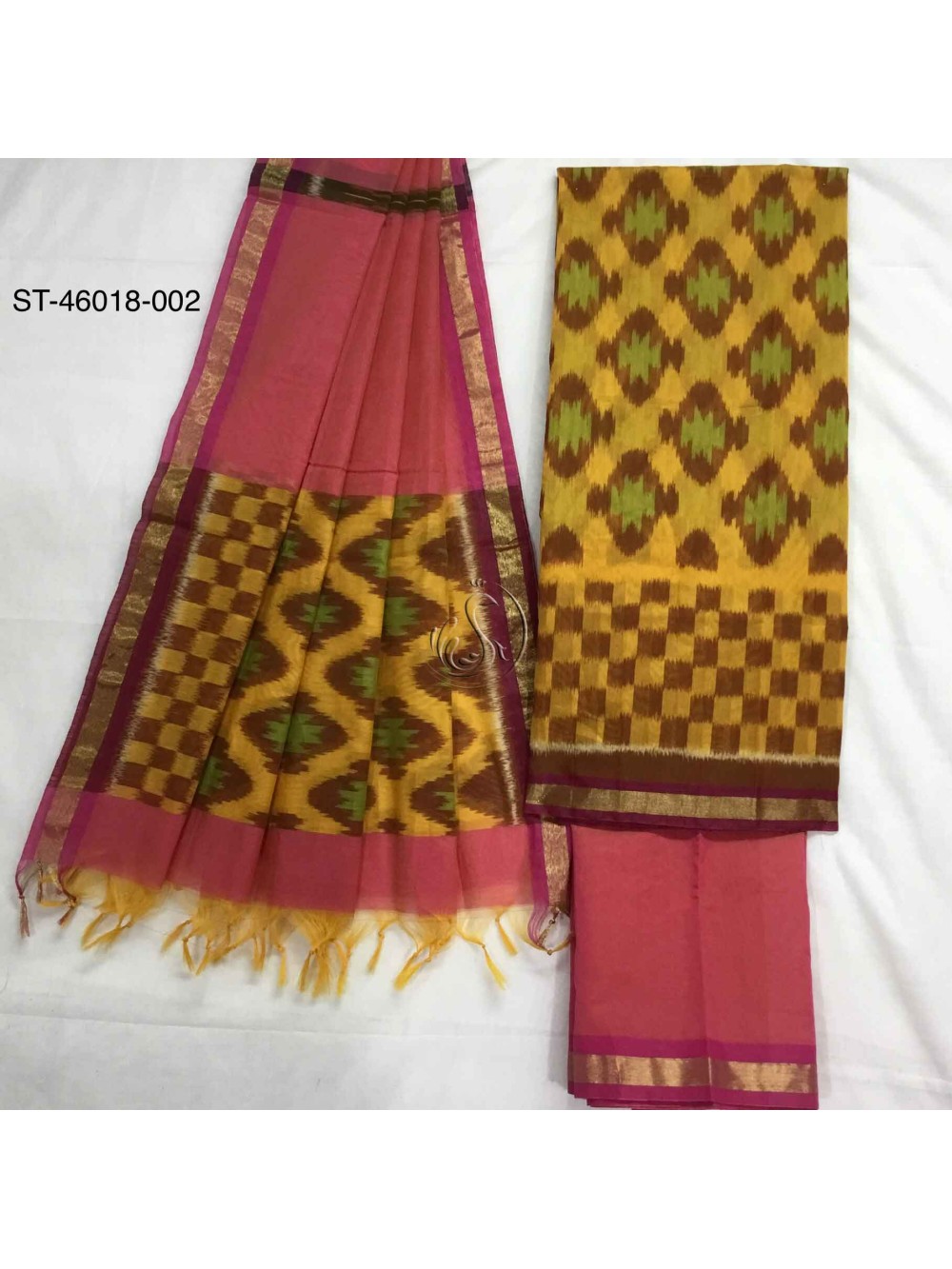 Handloom silk mercerized cotton chudi material