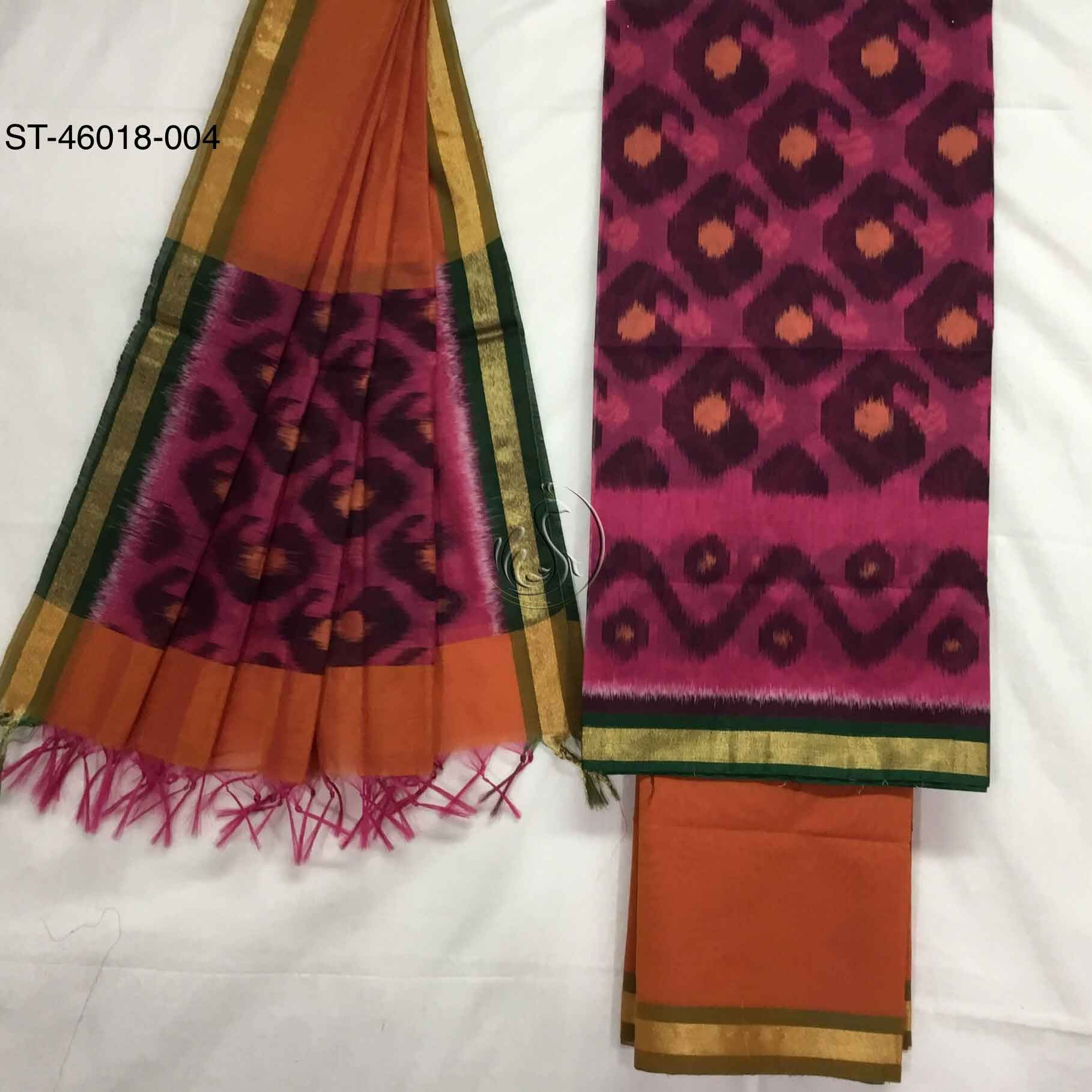 Handloom silk mercerized cotton chudi material