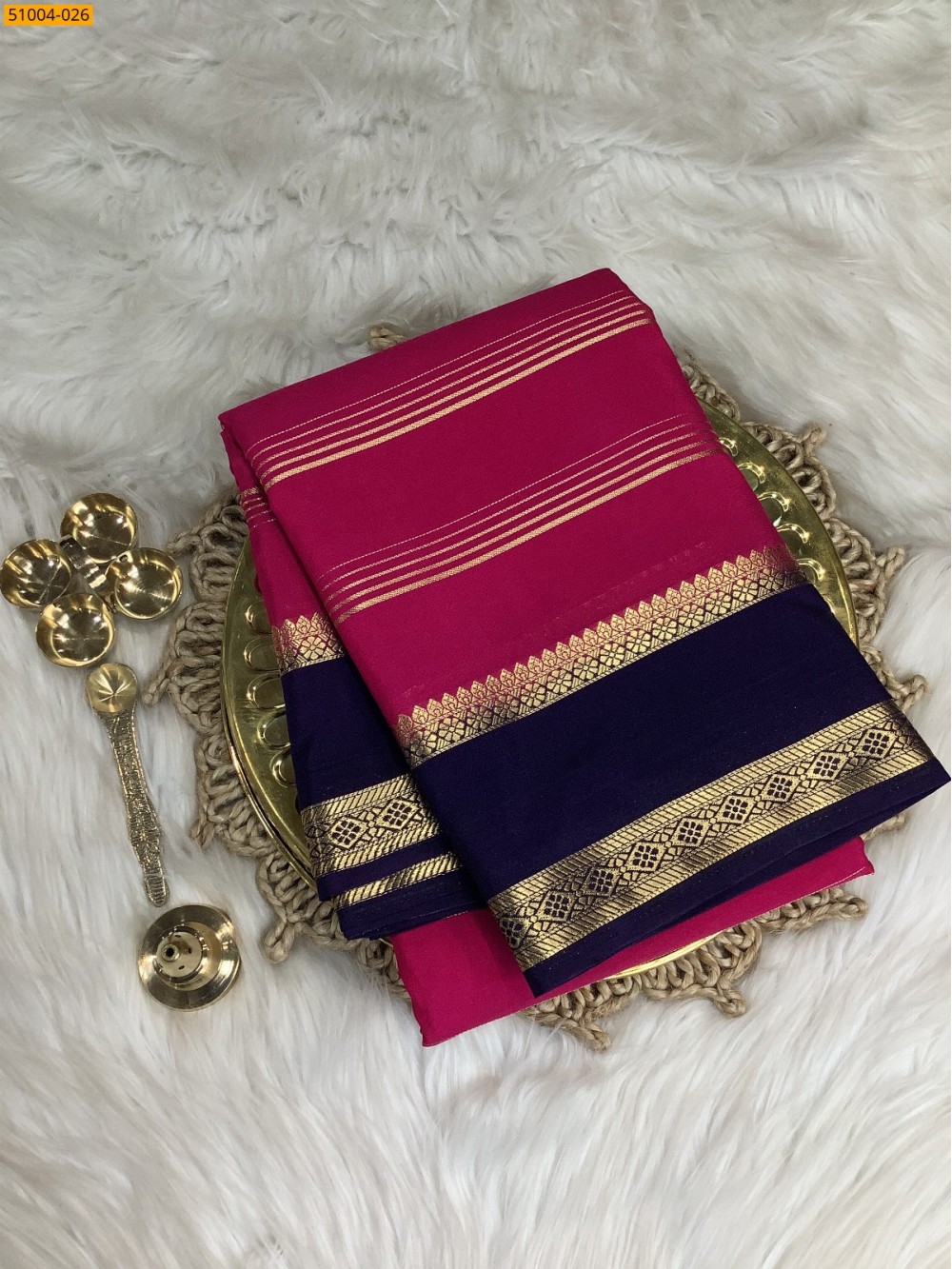 Dark Pink Mysore Crepe Silk Sarees Dark Pink Mysore Crepe Silk Sarees