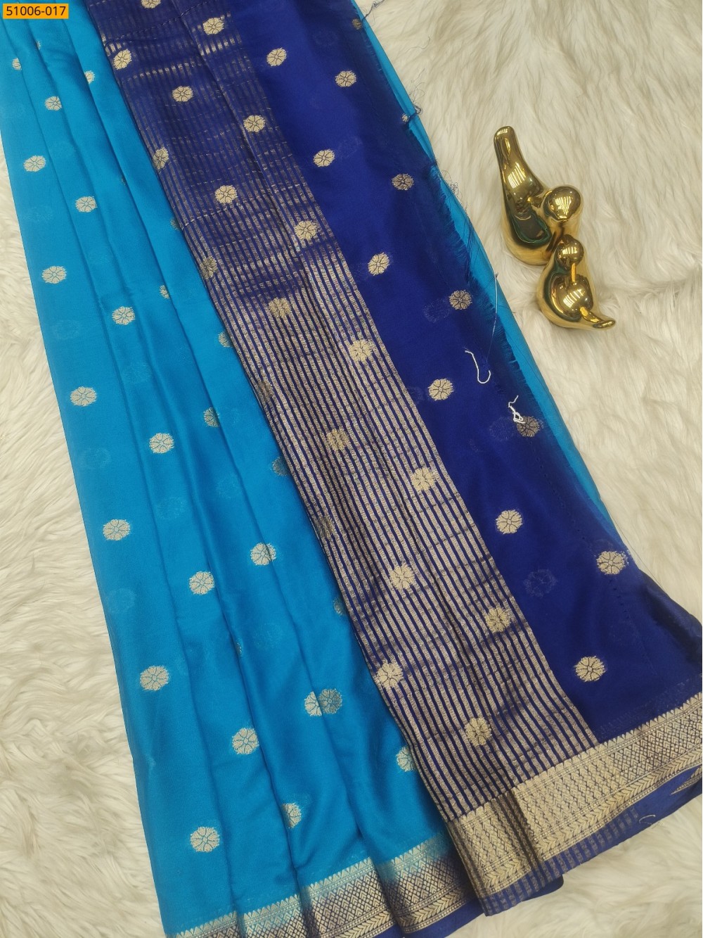 Blue Mysore Crepe Silk Butta Saree Blue Mysore Crepe Silk Butta Saree