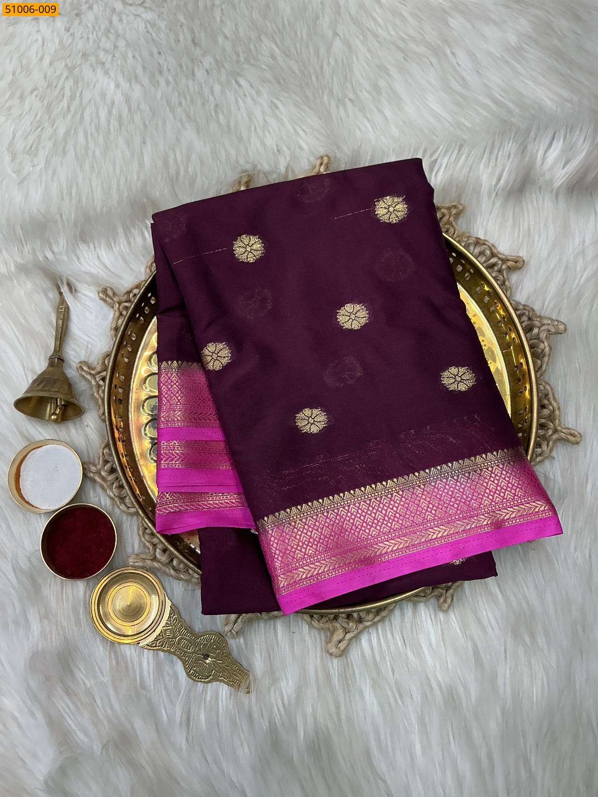 Wine Mysore Crepe Silk Butta Saree