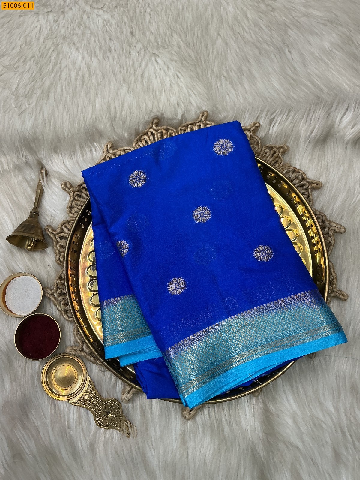 Blue Mysore Crepe Silk Butta Saree