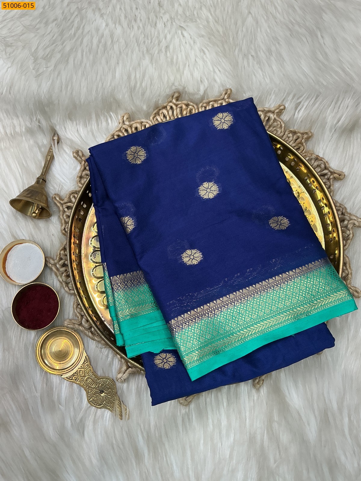 Navy Blue Mysore Crepe Silk Butta Saree