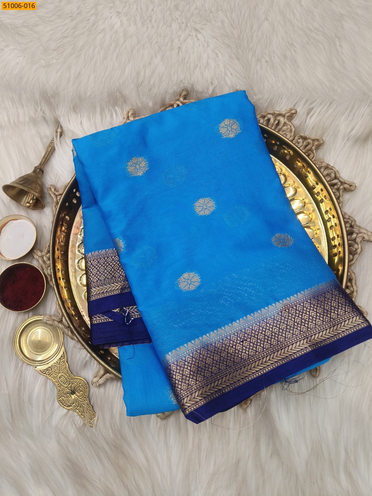 Blue Mysore Crepe Silk Butta Saree