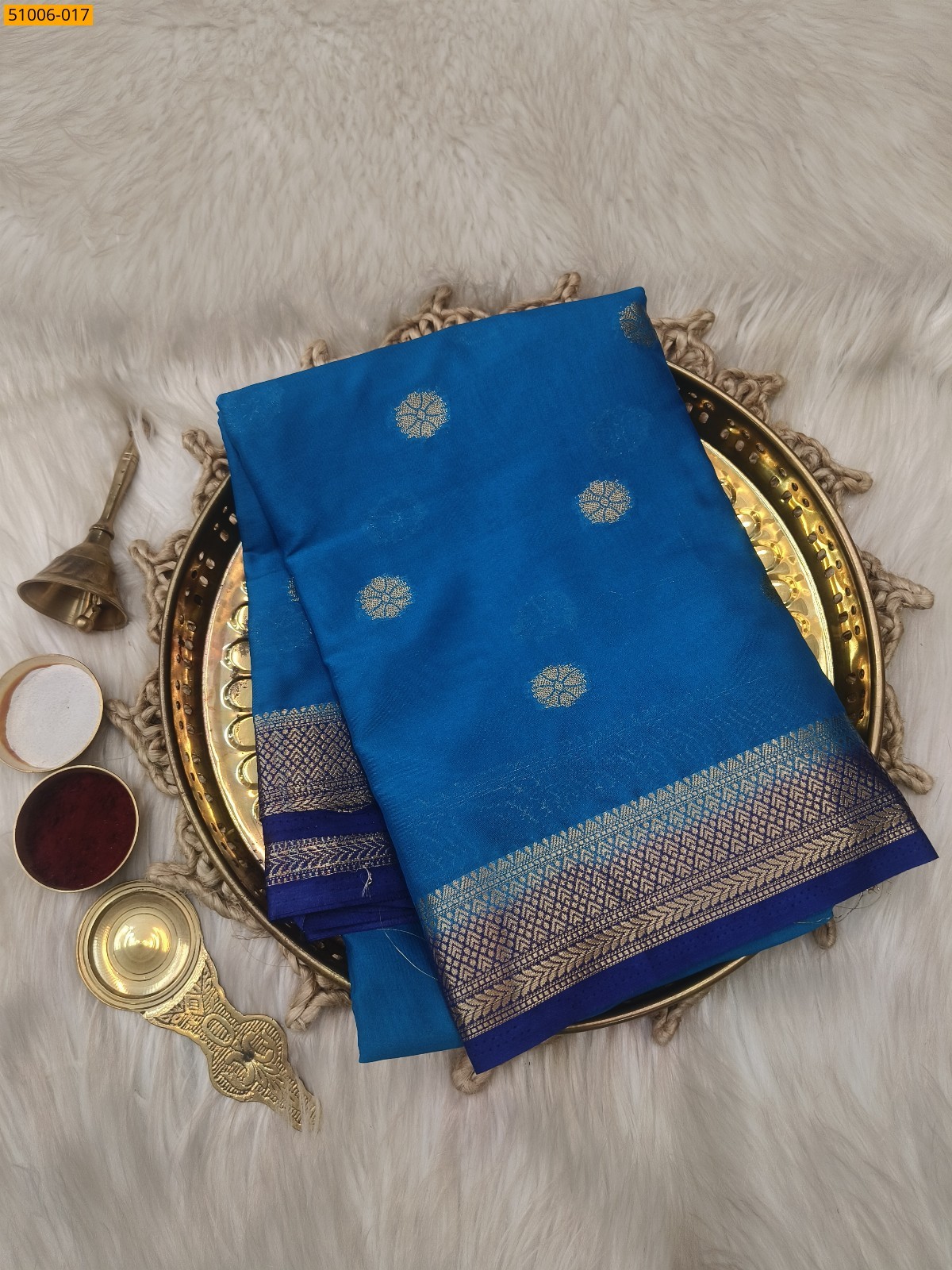 Blue Mysore Crepe Silk Butta Saree