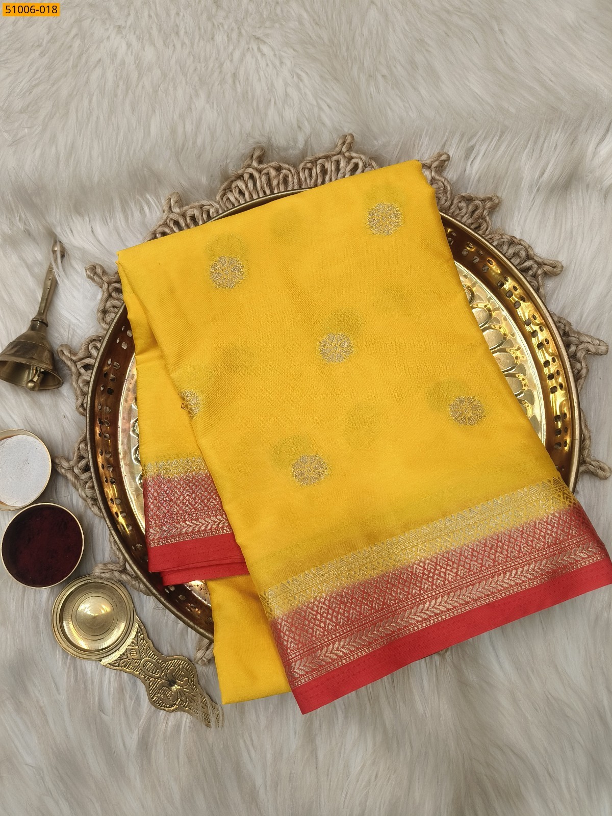 Yellow Mysore Crepe Silk Butta Saree