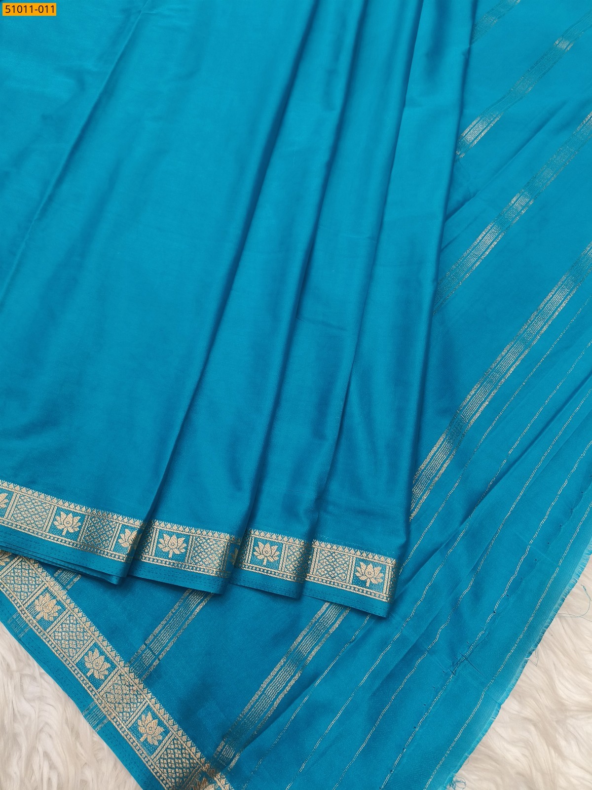 Blue Mysore Crepe Silk Saree