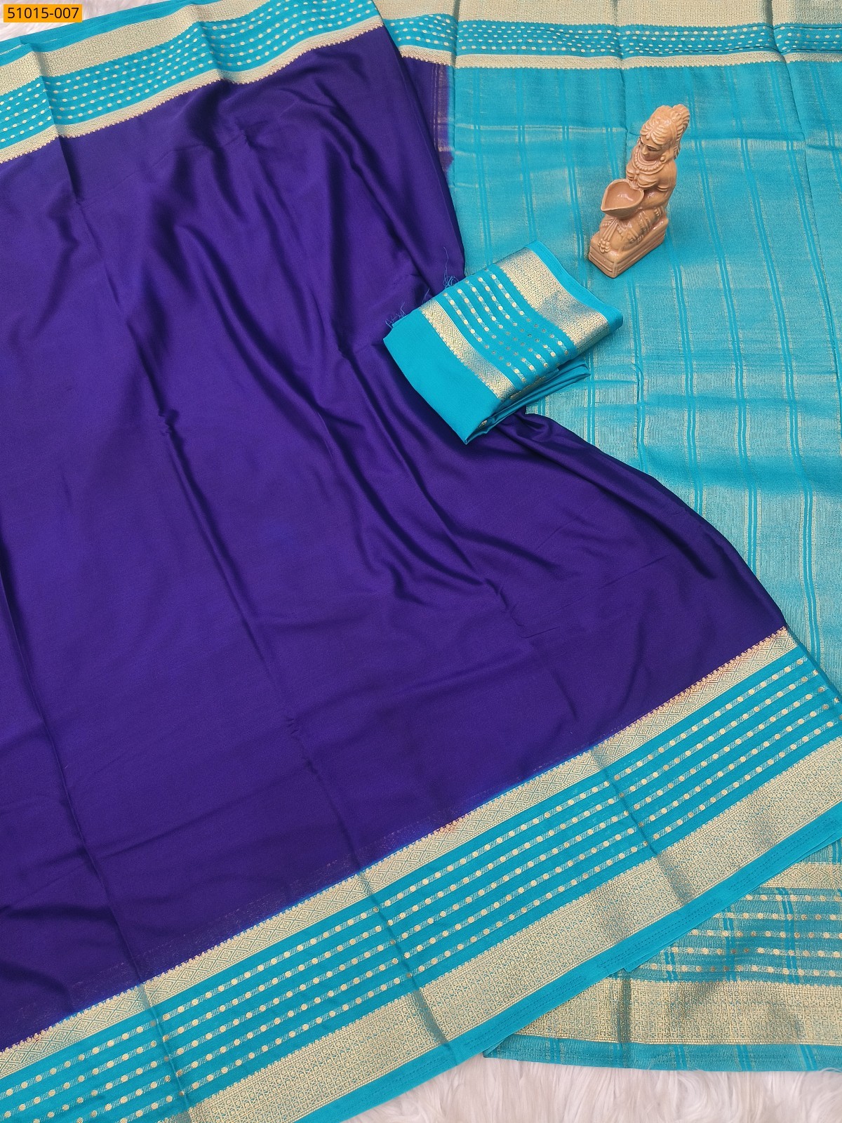 Navy Blue Mysore Crepe Silk Sarees