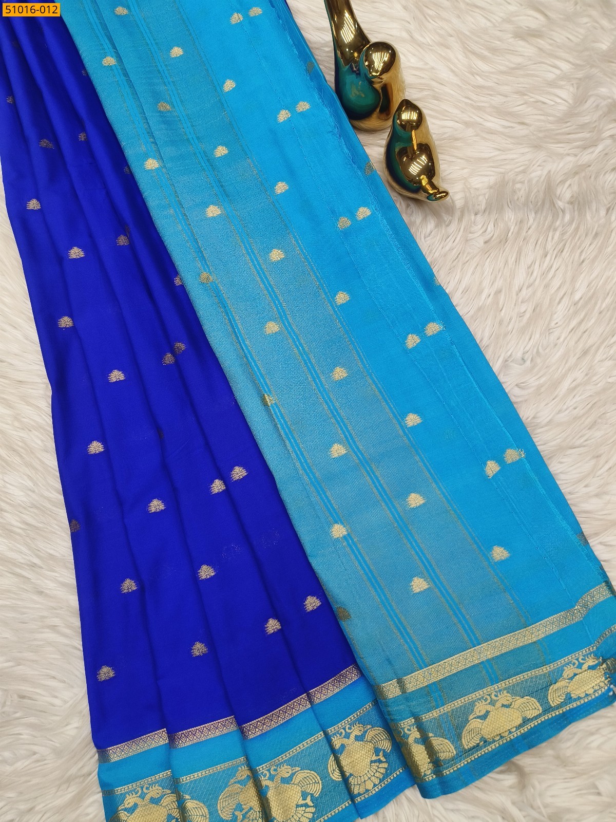 Royal Blue Mysore Crepe Silk Butta Saree