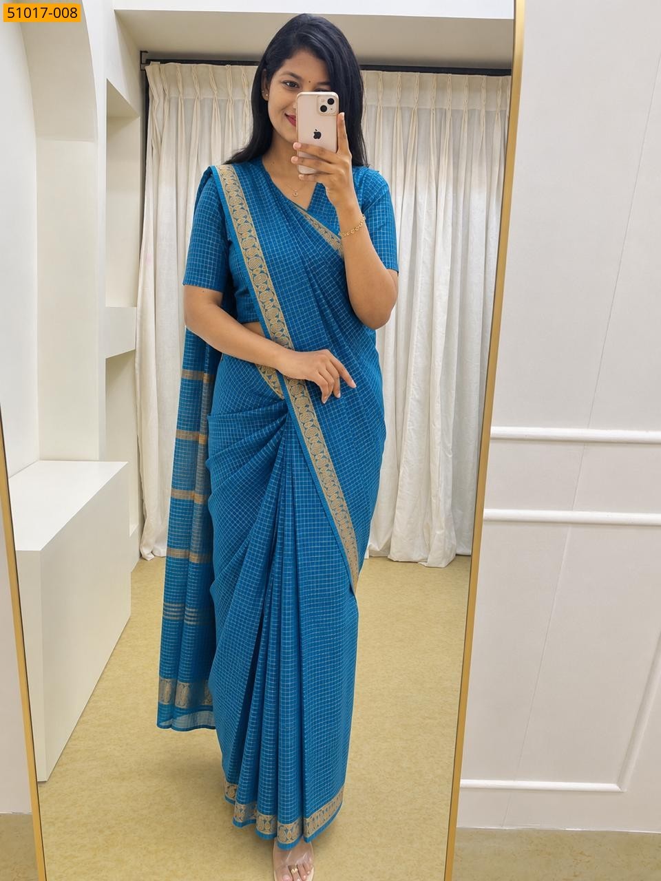 Blue Fancy Mysore Crepe Silk Saree