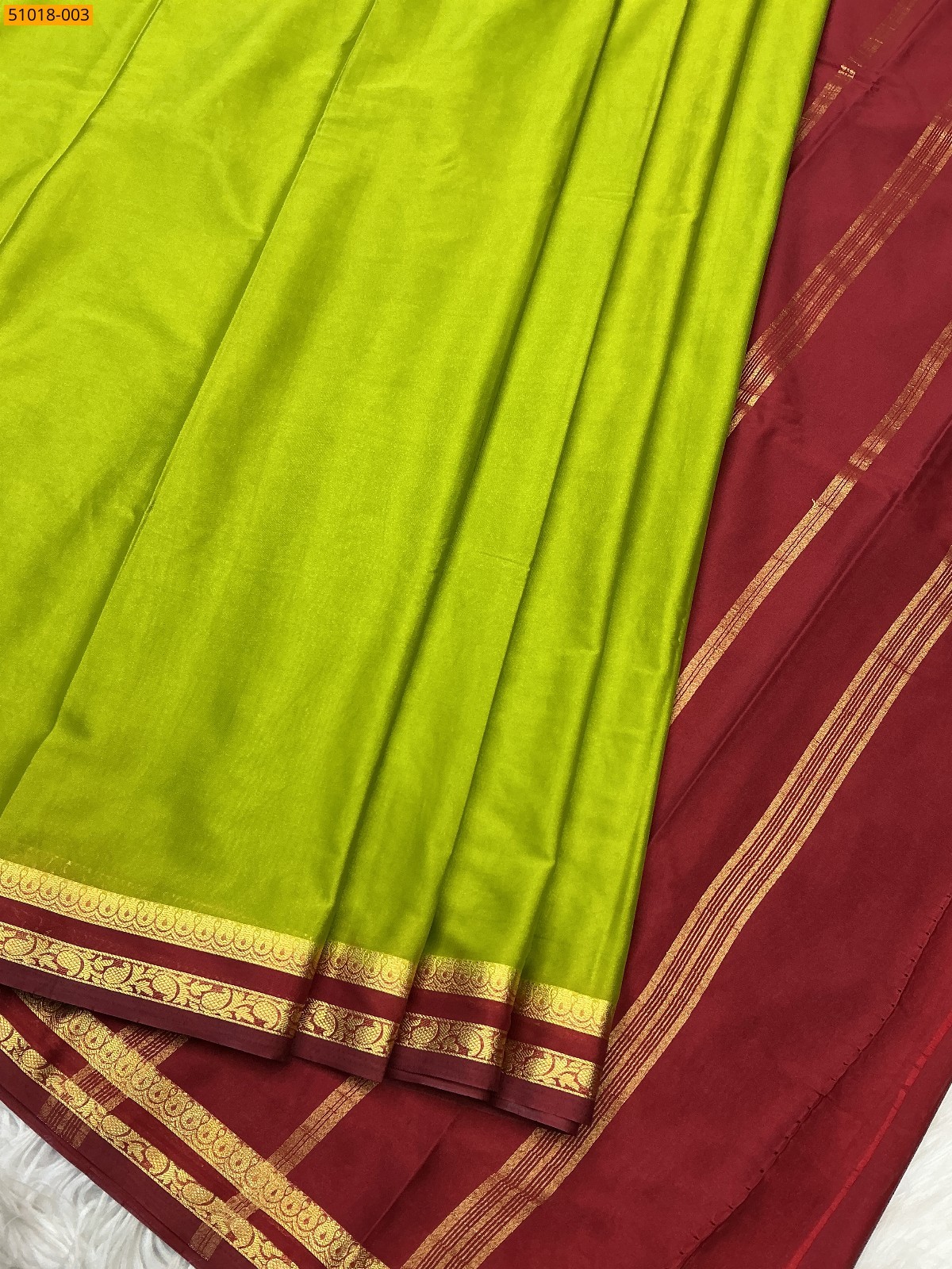 Olive Green Mysore Fancy Crepe Silk Saree