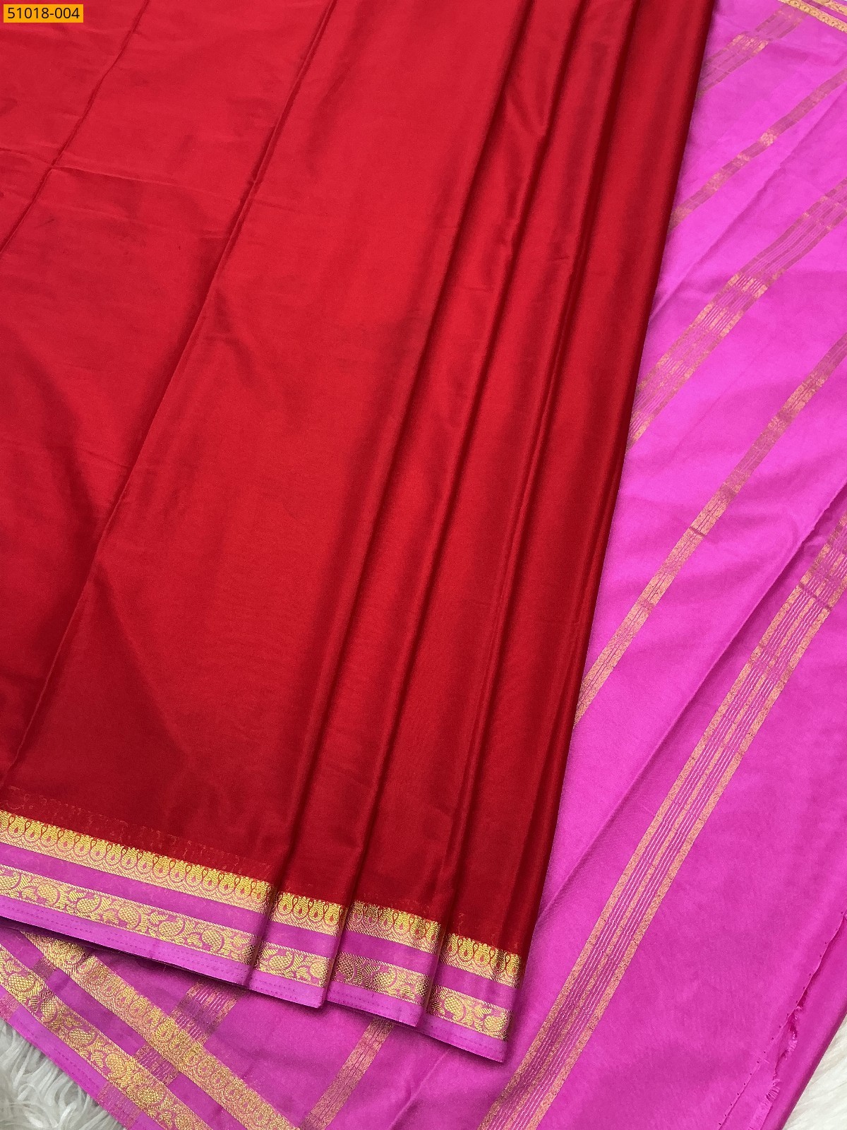 Red Mysore Fancy Crepe Silk Saree