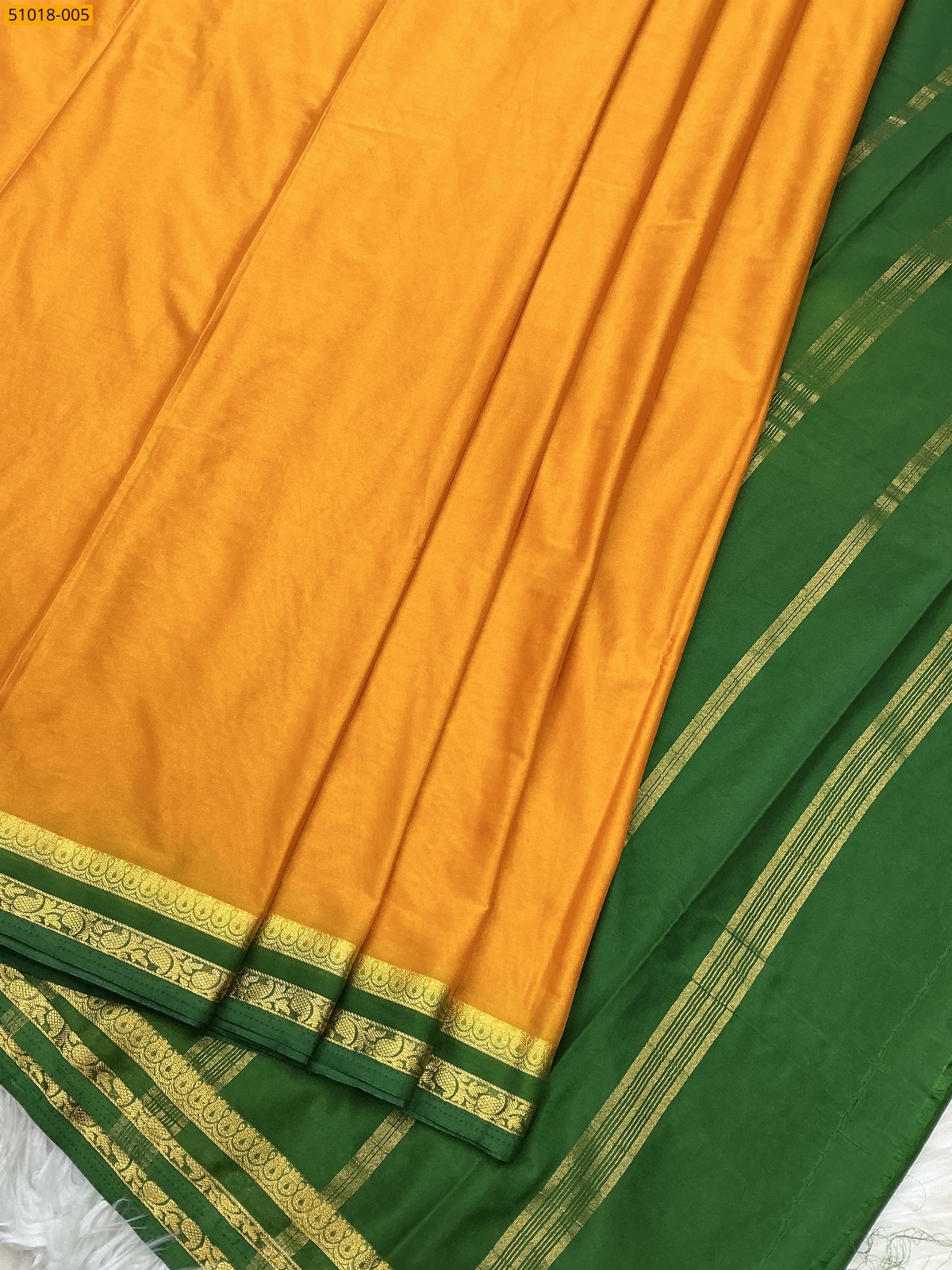 Yellow Mysore Fancy Crepe Silk Saree