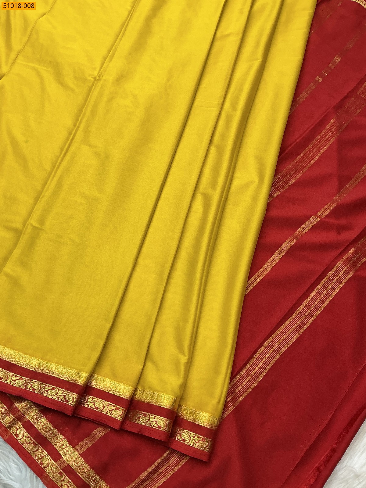 Yellow Mysore Fancy Crepe Silk Saree