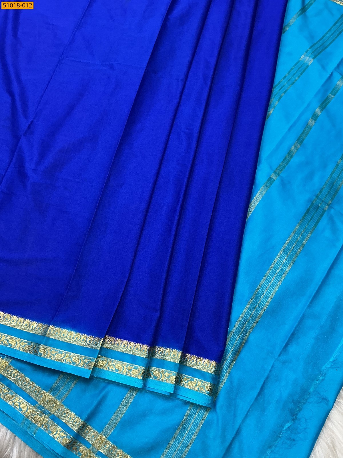 Royal Blue Mysore Fancy Crepe Silk Saree