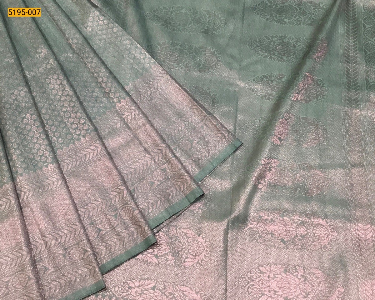 Gray Banarasi Silk Pink Copper or Golden Zari Saree