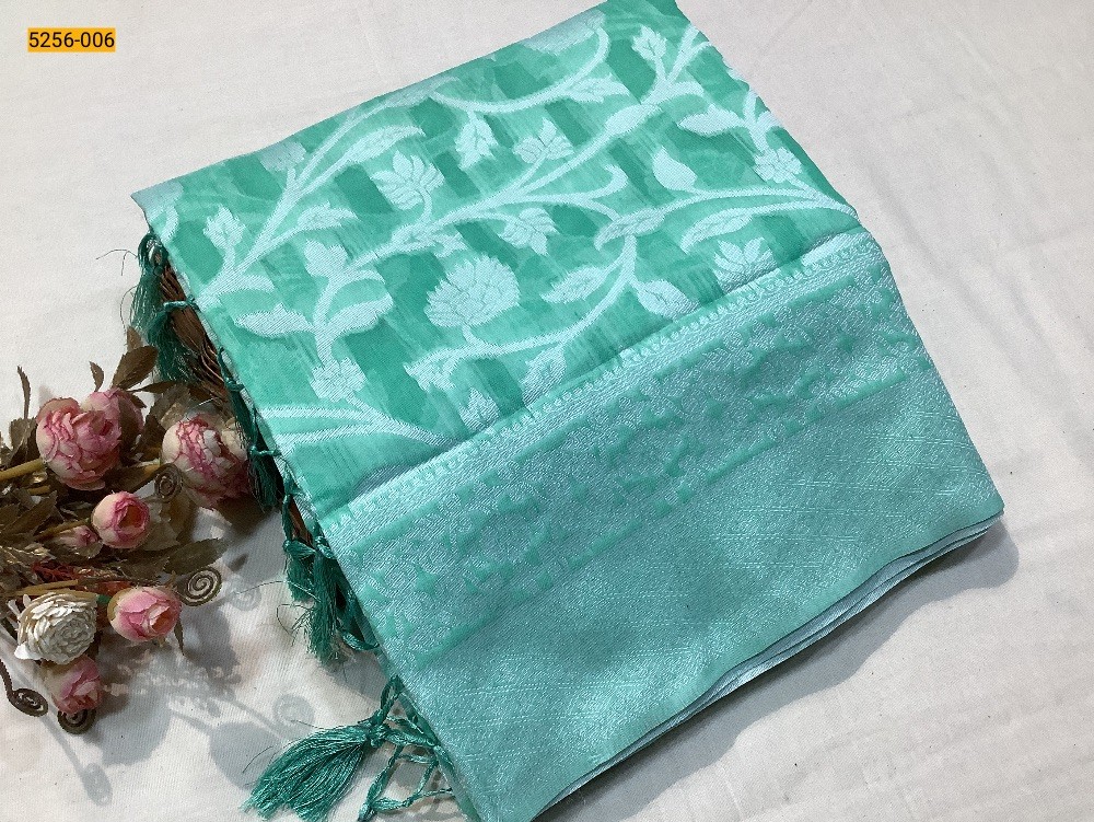 Green Fancy silk cotton jacquard sarees