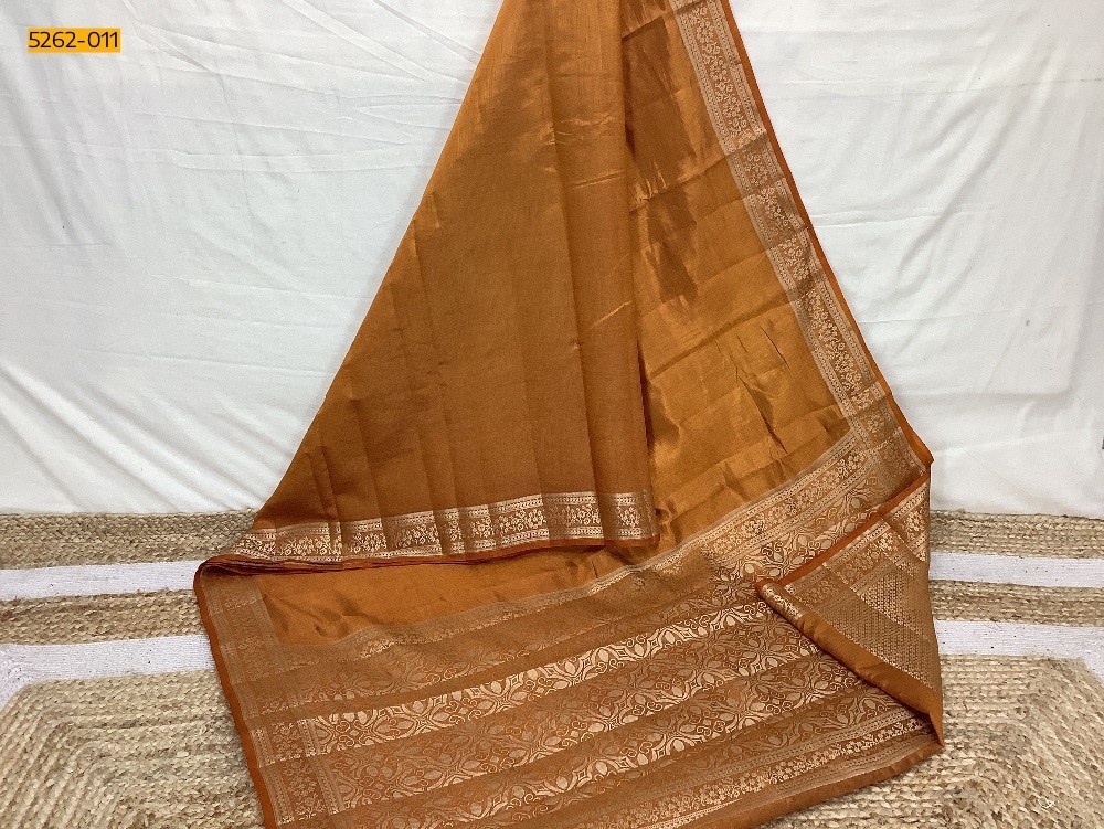 Mustard Premium Semi Tussar Silk Saree