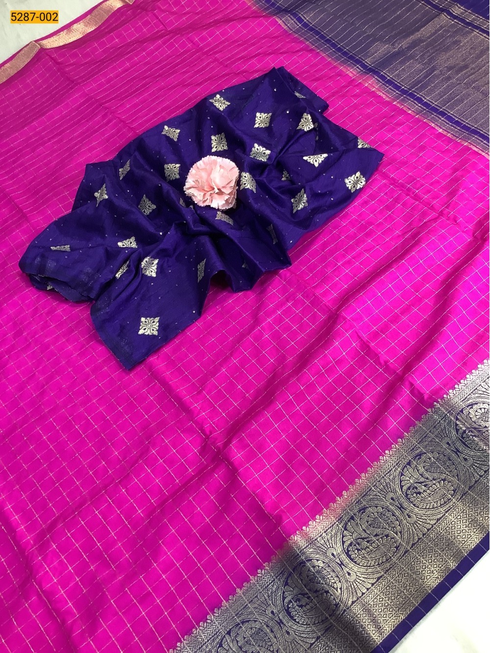 Pink Tussar Silk Grand Blouse Combo Saree Pink Tussar Silk Grand Blouse Combo Saree