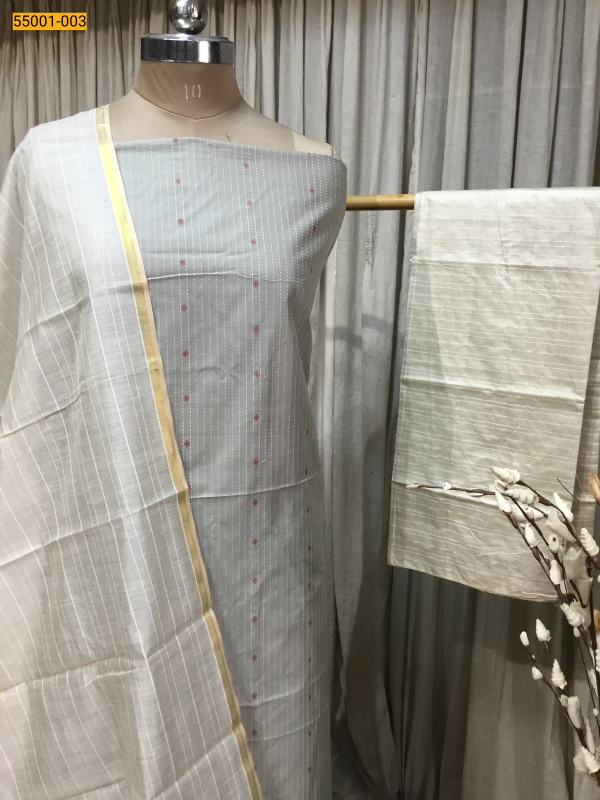 Gray Handloom Chudithar Material