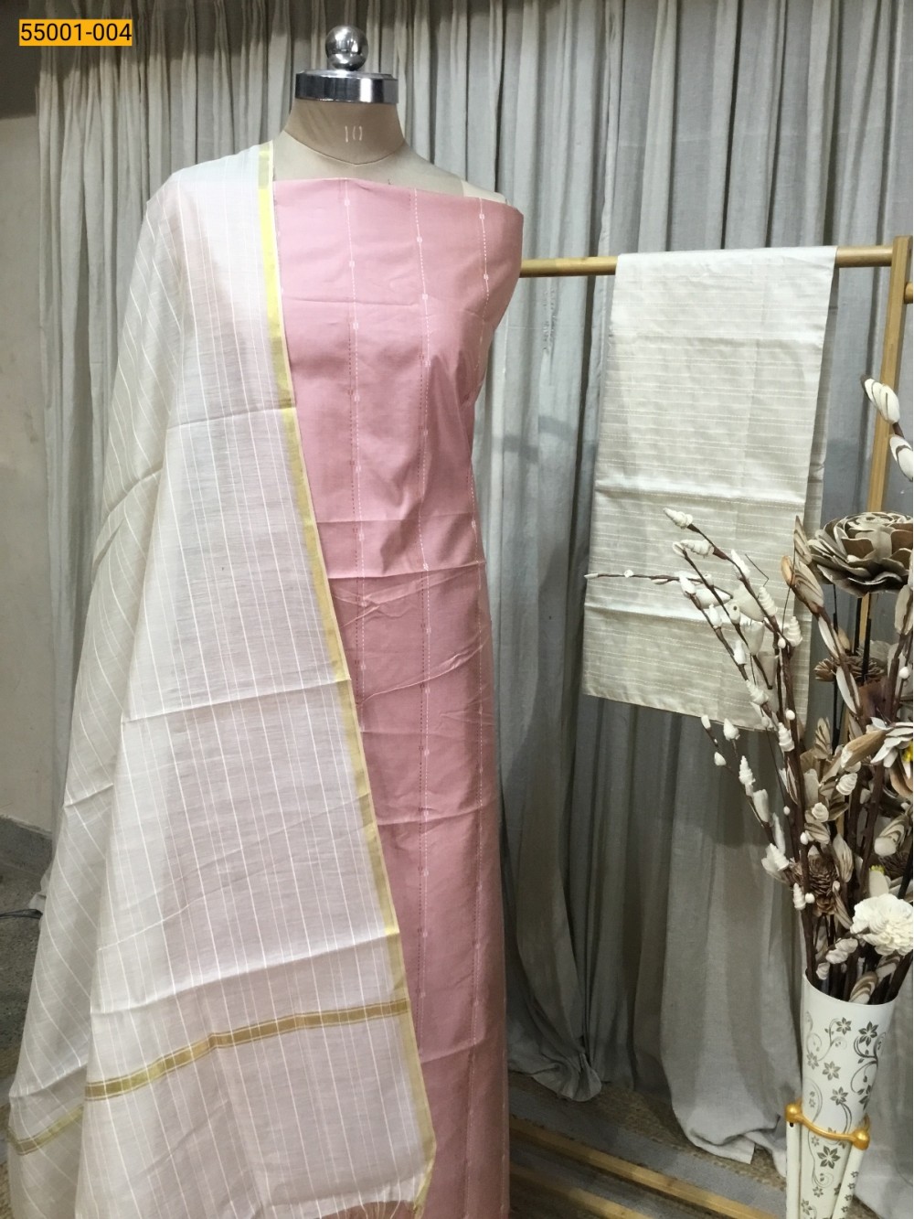 Rose Handloom Chudithar Material Rose Handloom Chudithar Material
