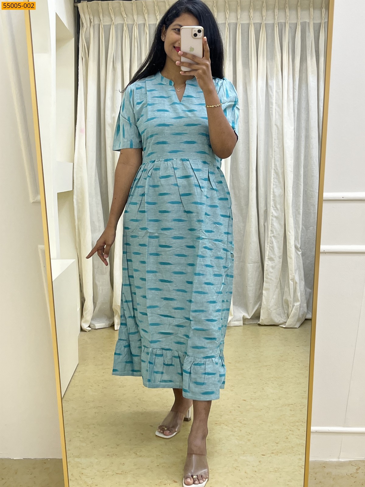 Blue Ikkat Soft Pure Cotton Kurti