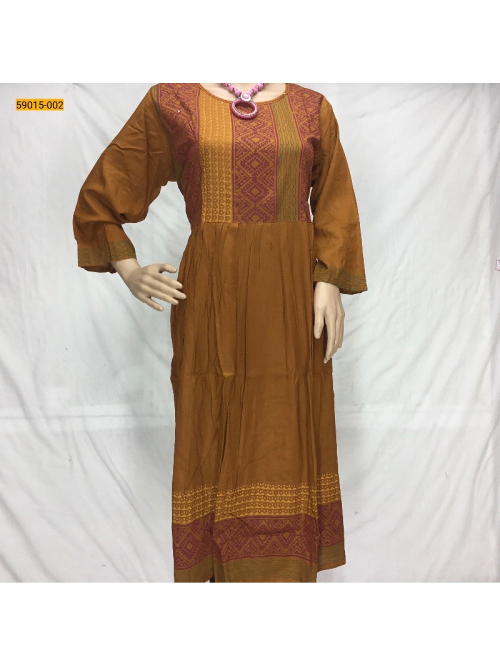 Brown Cotton Printed Kurti -XXL
