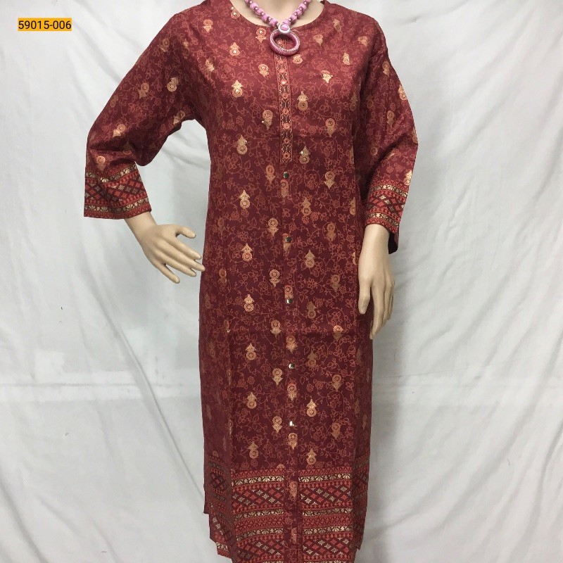 Red Cotton Printed Kurti -XXL