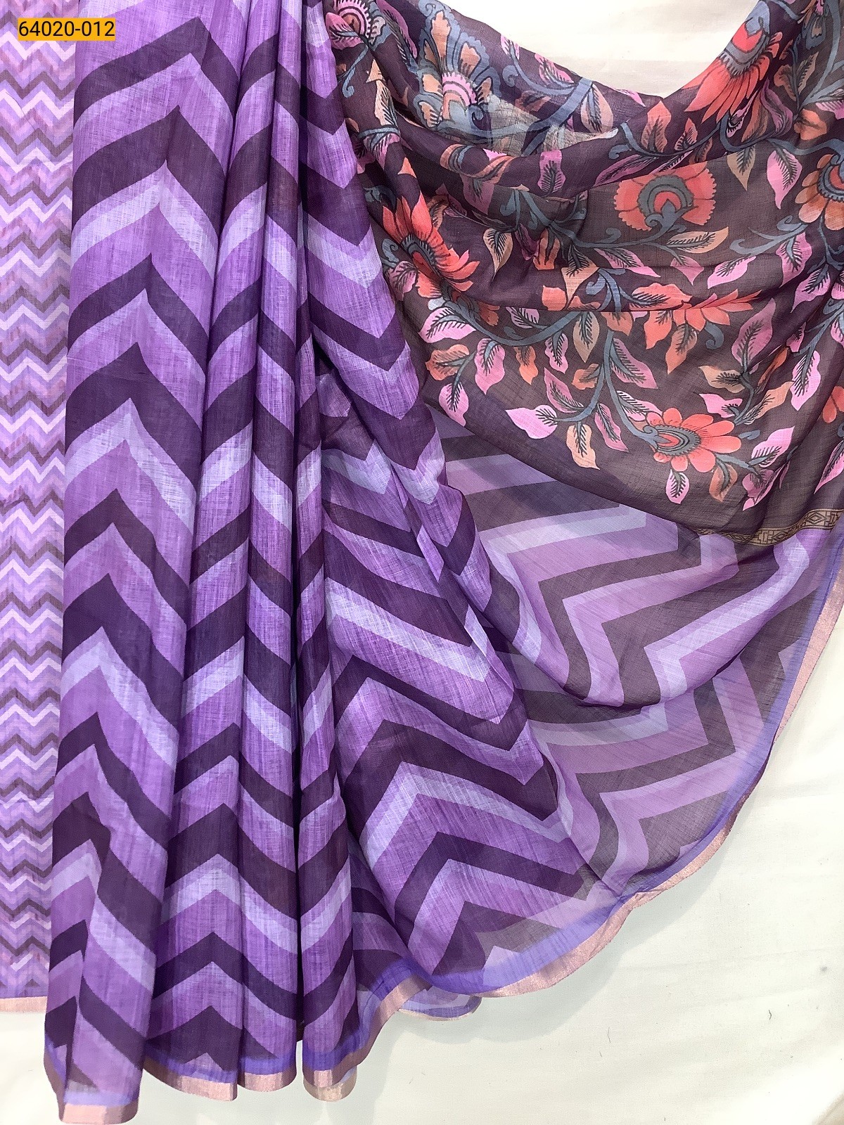 Lavender Linen cotton printed sarees