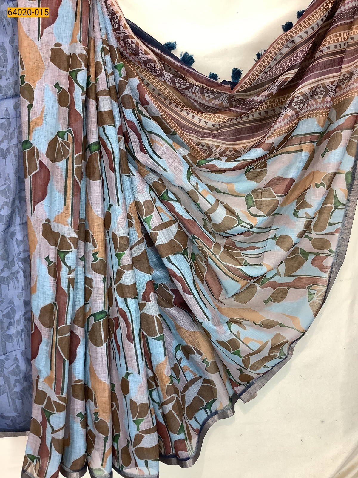 Multi Linen cotton printed sarees