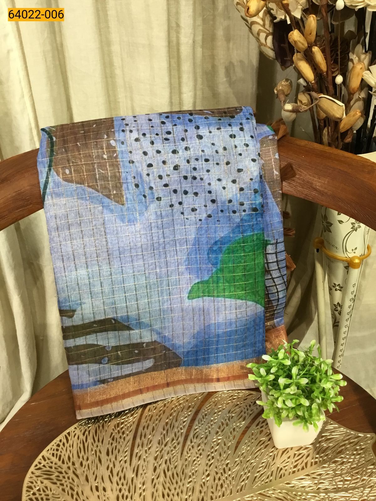 Blue Chanderi Fancy Silk Saree