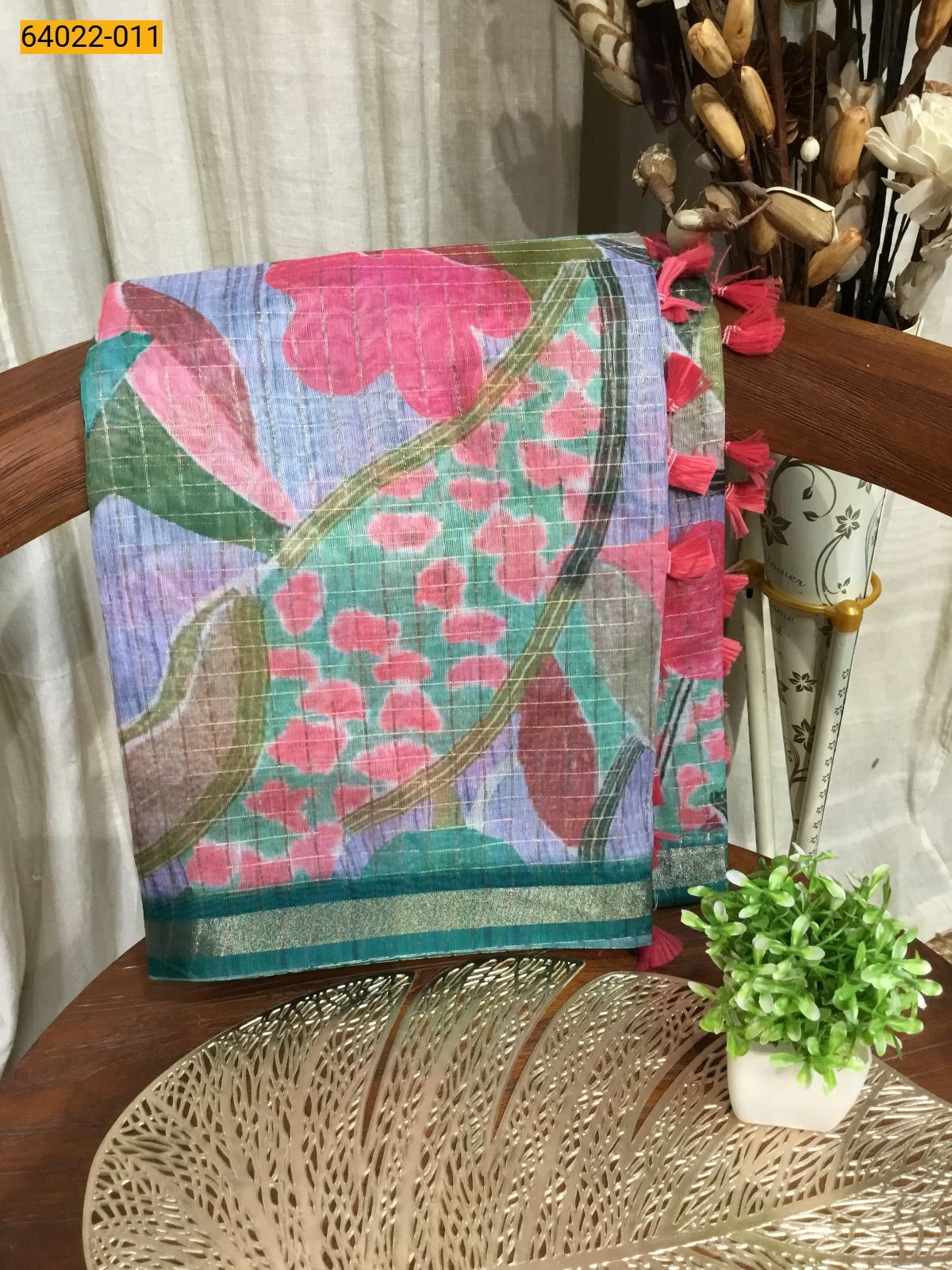 Multi Chanderi Fancy Silk Saree