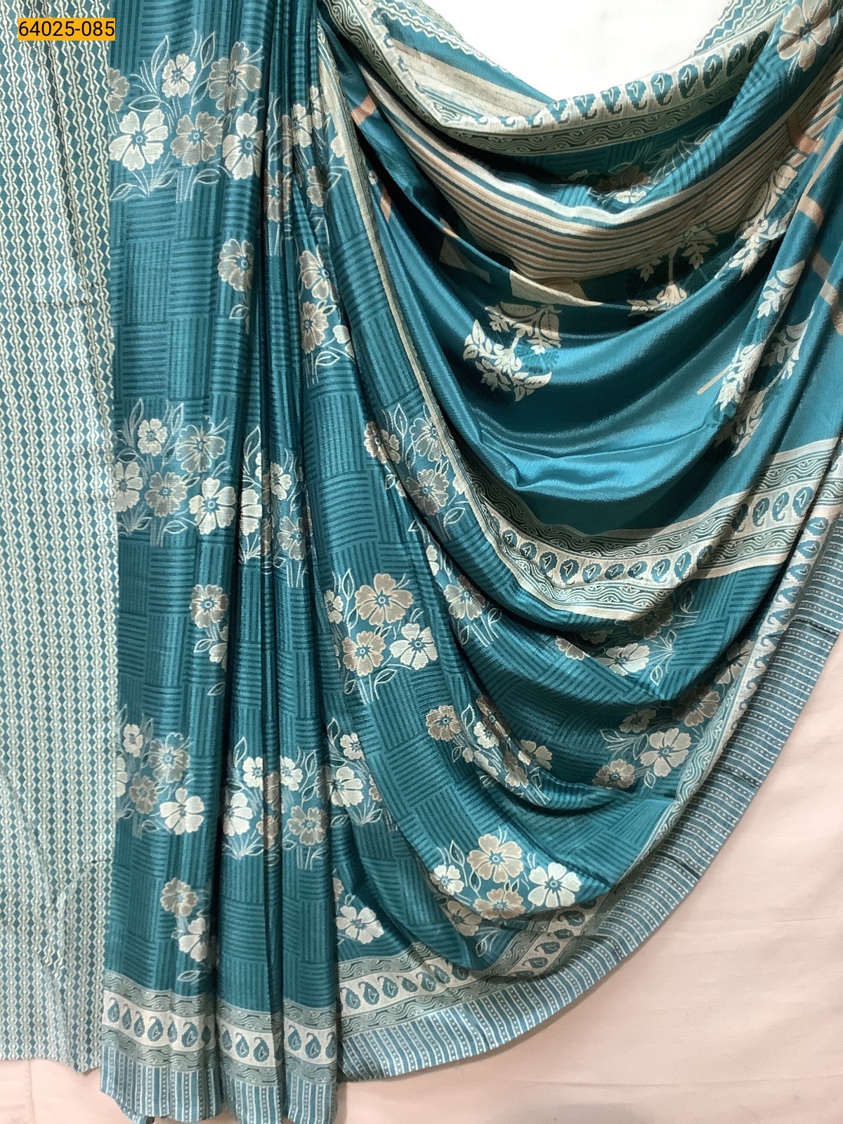 Peacock Blue Crepe Silk Printed sarees
